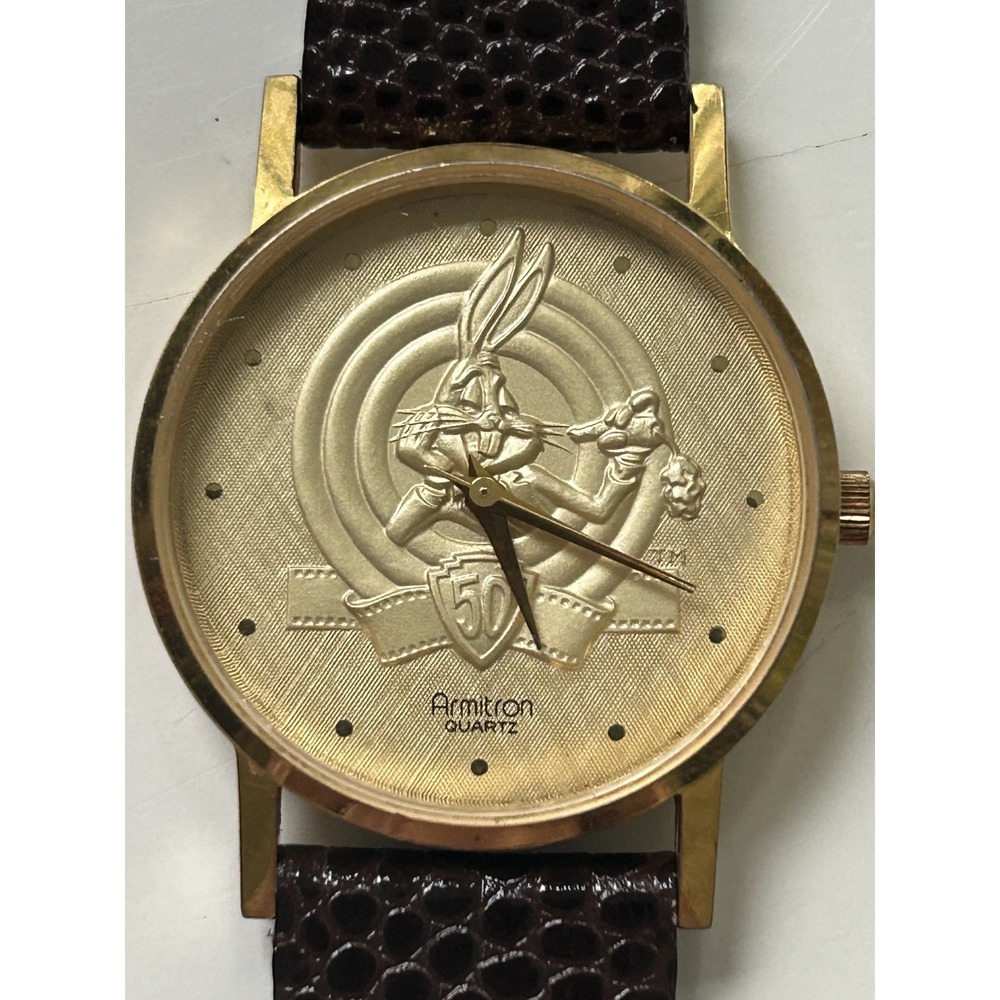 1989 Armitron Bugs Bunny 50th Anniversary Watch 2200/21 Leather Band Untested